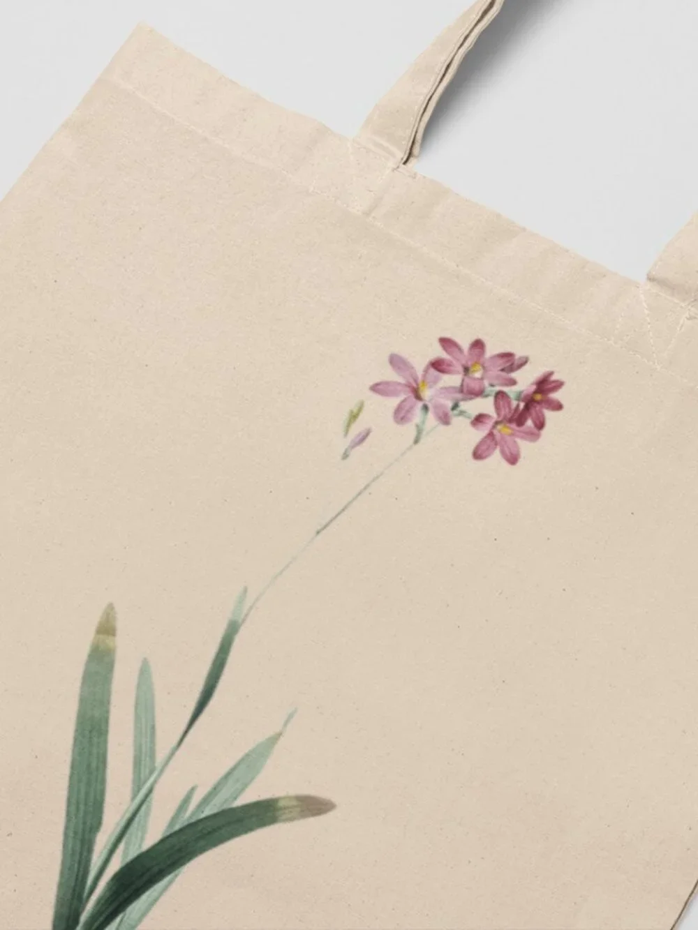 Autumn Crocus Vintage Floral Print Graphic Canvas Tote Bag